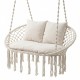 Double Swing Chair with Cushions Macrame Hanging Hammock Chair for Indoor and Outdoor Use - Gallery View 1 of 10