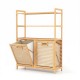 Natural bamboo double tilt-out laundry hamper with spacious design and removable baskets for effortless laundry organization.