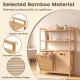 Natural bamboo double tilt-out laundry hamper showcasing rounded corners and slatted design for improved airflow around clothes.
