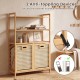 Double tilt-out laundry hamper with natural bamboo frame, featuring 3 shelves and 2 removable baskets for easy sorting.