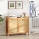 Double tilt-out laundry hamper in natural bamboo with two removable bins, ideal for sorting clothes in any room.