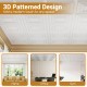 White 3D patterned drop ceiling tiles, 24" x 24", made of PVC, ideal for modern home or office decor, 12-pack.