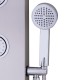 Hand shower from the 47-inch stainless shower panel, featuring a sleek design and durable solid stainless steel.