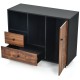 Mobile filing cabinet with 2 drawers and open shelves, featuring espresso wood grain for home and office use.
