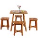 Square acacia wood dining table with four stools, perfect for outdoor gatherings and space-saving design.