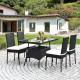 5-piece outdoor patio rattan dining set with glass top and cushions, featuring a sturdy steel frame and.