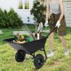 Dual-wheel garden utility cart in black, featuring a 21-gal capacity and pneumatic tires for easy maneuverability.