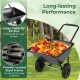 Dual-wheel garden utility cart with a 21-gal PP box, sturdy steel frame, and pneumatic tires for easy maneuverability.