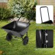 Dual-wheel garden utility cart in black with pneumatic tires, 21-gal capacity, perfect for transporting materials.