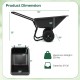 Dimensions of the black dual-wheel wheelbarrow utility cart, featuring a 21-gal capacity and 330 lbs weight limit.