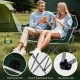 Oversized green camping loveseat with armrests, cup holders, and sturdy metal frame for outdoor comfort and stability.