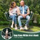 Duo camping chair loveseat in green with armrests and 2 cup holders, perfect for outdoor relaxation and stability.