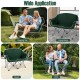 Green portable oversized loveseat camping chair with a comfortable backrest and cup holders, ideal for relaxation at.