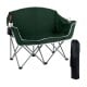 Portable oversized loveseat camping chair in green with armrests and cup holders, perfect for outdoor relaxation.