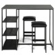 3 pcs dining set featuring a faux marble top table and 2 black stools, perfect for space-saving dining solutions.