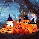 Colorful 7.5 feet Halloween inflatable pumpkin patch with LED lights, perfect for indoor and outdoor spooky decorations.