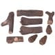 Realistic 9 PCS ceramic fireplace logs set, resembling natural wood, perfect for propane fireplaces and outdoor fire.