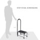 Step stool dimensions with a sturdy metal frame, non-slip platform, and foam handle for added support and stability.