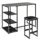 Dining set featuring a faux marble top table and two stools, with a space-saving design and sturdy steel frame.
