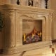 Realistic ceramic fireplace logs set with a burning effect, ideal for propane fireplaces and outdoor pits.