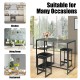 Side view of the 3 pcs dining set with faux marble top table and black stools, showcasing its stylish design and.