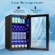 Large beverage cooler with glass door, 120-can capacity, 3 adjustable shelves, ideal for home or office use.