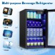 Beverage mini refrigerator with glass door, 120-can capacity, featuring adjustable shelves and LED light for easy.