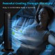 28-inch black bladeless oscillating tower fan with quiet operation and 3 speed settings for comfortable summer cooling.