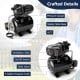 Close-up of the 1200 W garden water pump with pressure gauge and 5-gallon tank, ideal for irrigation and water transfer.