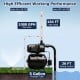 Garden water pump with 5-gallon tank, 1000 GPH flow, and 150 ft lift for efficient irrigation and water pressure boost.
