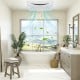 Ceiling mount exhaust ventilation fan in a serene bathroom setting, showcasing 110 CFM airflow for effective.