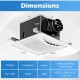 Ceiling mount exhaust ventilation fan dimensions with 110 CFM airflow capacity and durable metal housing for efficient.