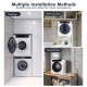 Compact 2.6 Cu.ft clothes dryer in white, showcasing wall-mounted, stacking, and freestanding installation options.