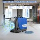 180 PPD commercial dehumidifier in blue with wheels, ideal for large spaces up to 6,000 sq.ft, featuring a smart touch.