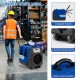 180 PPD commercial dehumidifier in blue with wheels and a collapsible handle for easy mobility and efficient water.