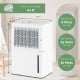 32 Pint dehumidifier in white with LED control panel, adjustable humidity, and visible water level for home use.