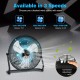 3-Speed high velocity floor fan in black with adjustable tilt, ideal for warehouses and gyms, featuring a carry handle.