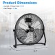 3-speed high velocity floor fan in black with adjustable tilt angle, ideal for garage, gym, or warehouse use.