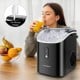 Nugget countertop ice maker in black, producing soft chewable pellet ice, perfect for kitchen or office use.
