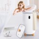 Large 35L white towel warmer bucket with auto shut-off, designed for rapid heating and moisture expulsion for luxurious.