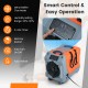 Commercial dehumidifier with pump and drain hose, featuring a digital display and portable design for easy operation.