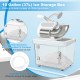 300W commercial ice crusher with dual blades and 10-gallon storage box, designed for efficient ice crushing and safety.