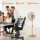 16-inch copper pedestal fan with adjustable height, 3 speeds, and 75° oscillation for efficient airflow in any room.