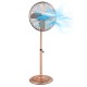 16-inch copper pedestal fan with adjustable height, 3 speeds, and 75° oscillation for optimal airflow in any room.