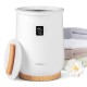 20L large heated towel warmer in white with LED display, bamboo base, and towels, perfect for family use.