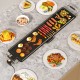Extra large 35-inch electric griddle with adjustable temperature, ideal for cooking meals for 8 to 10 people.