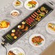 Extra large 39.5-inch electric griddle with two cooking surfaces, featuring a variety of cooked foods for versatile.