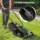 13-inch electric corded lawn mower with a collection box, featuring a foldable handle for easy storage and 3 cutting.
