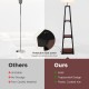 Trapezoidal floor lamp with 3-tiered storage shelf, brown, featuring a stable metal frame and protective foot cover.