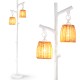 Two light tree trunk lamps with wicker shades in white, featuring adjustable brightness and a stable 1.5" base.